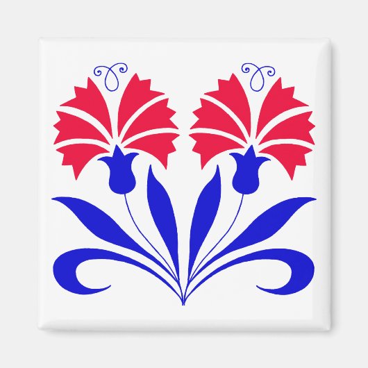 スロベニアのカーネーション付き角磁石 マグネット (正面)