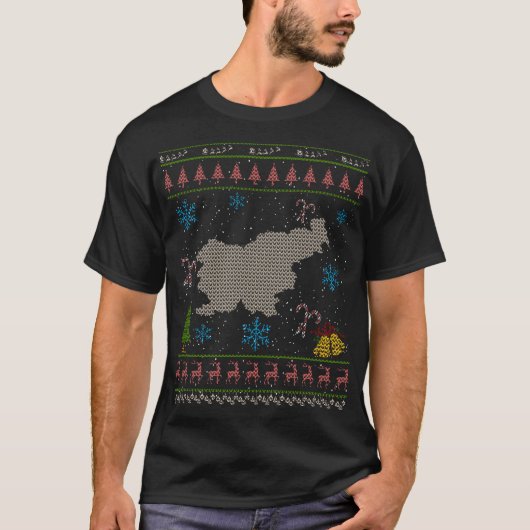 スロベニアのクリスマスの醜いワイシャツのスロベニア語 Tシャツ (正面)