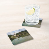 スロベニアのコースターの教会が付いているBohinj湖 スクエアペーパーコースター (インサイチュ)