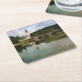 スロベニアのコースターの教会が付いているBohinj湖 スクエアペーパーコースター (アングル)