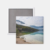 スロベニアのボヒニ湖に沿ったキャビン マグネット (正面/裏面)