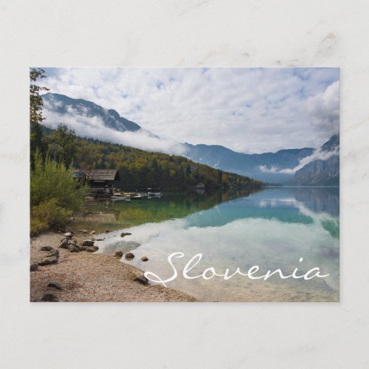 スロベニアのボヒンジ湖沿いのキャビン ポストカード (正面)