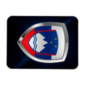 スロベニアのメタリックエンブレム マグネット (横)