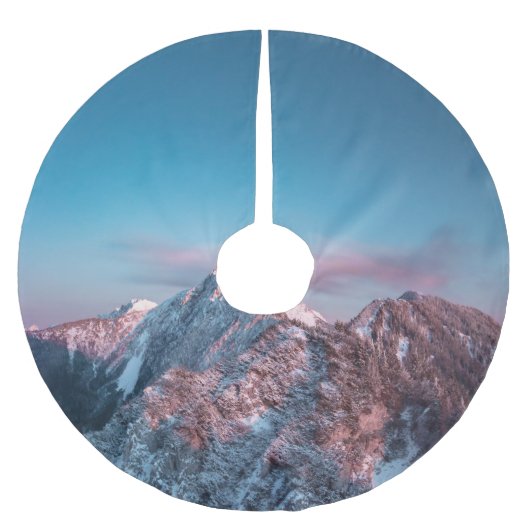 スロベニアの山の上の魔法の空 ブラッシュドポリエステルツリースカート (正面)