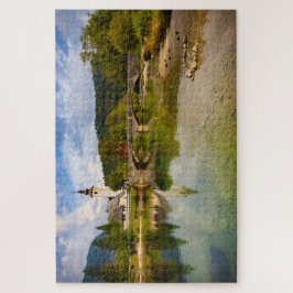 スロベニアの教会に反射するボヒニ湖 ジグソーパズル