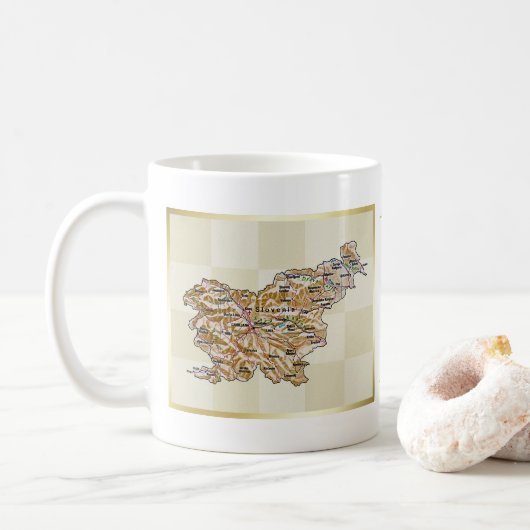 スロベニアの旗 + 地図のマグ コーヒーマグカップ (ドーナツ)