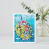 スロベニアの有名な旅行の水の色のスケッチ ポストカード (スタンド正面)