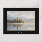 スロベニアの秋の霧の出た湖の日の出 ポストカード (正面)