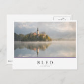 スロベニアの霧の出た湖の日の出 ポストカード (正面/裏面)