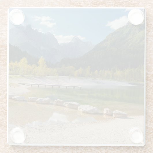 スロベニアアルプスのジャスナ湖秋 ガラスコースター (裏面)