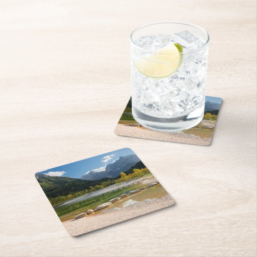 スロベニアアルプスのジャスナ湖秋 スクエアペーパーコースター (インサイチュ)