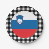 スロベニアプレート、バッファロー・プレイド&スロベニア国旗 ペーパープレート (正面)