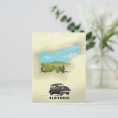 スロベニア図解入りの、写真付きの地図の旅行ポスター ポストカード (スタンド正面)
