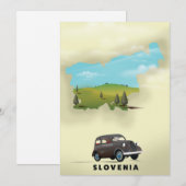 スロベニア図解入りの、写真付きの地図の旅行ポスター 招待状 (正面/裏面)