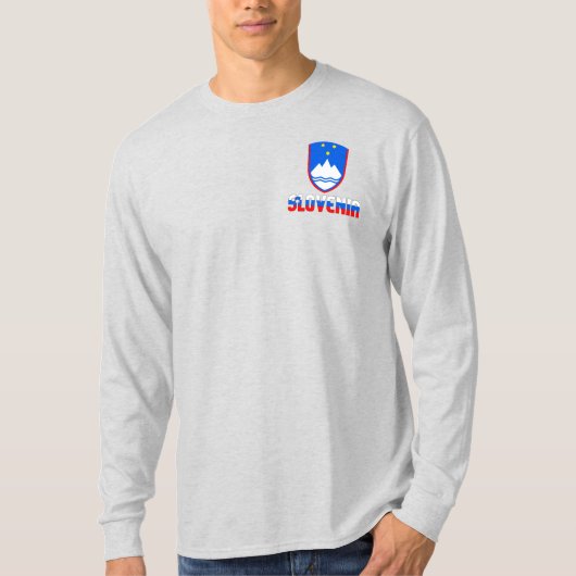 スロベニア国旗とコート・オブ・アームズ Tシャツ (正面)