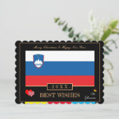 スロベニア国旗と新年のおめでと最高のう シーズンカード (スタンド正面)