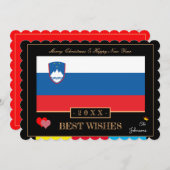 スロベニア国旗と新年のおめでと最高のう シーズンカード (正面/裏面)