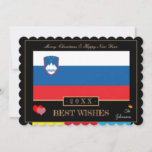 スロベニア国旗と新年のおめでと最高のう シーズンカード (正面)