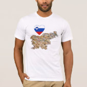 スロベニア国旗のハートと地図Tシャツ Tシャツ (正面)
