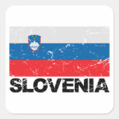 スロベニア国旗のヴィンテージ スクエアシール (正面)