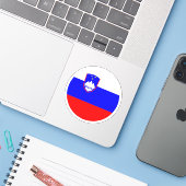 スロベニア国旗の丸いステッカー シール (ノートパソコンとiPhone)