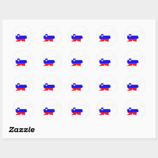 スロベニア国旗の地図の形状シルエット記号 ラウンドシール (シート)