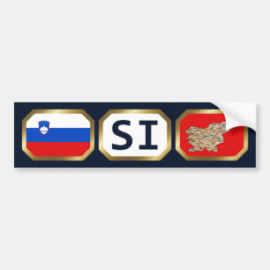 スロベニア国旗の地図コードバンパーステッカー バンパーステッカー