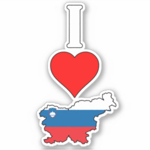 スロベニア国旗の地図I愛/スロベニアハート垂直 シール