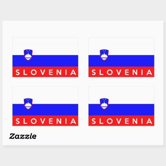 スロベニア国旗の文字名 長方形シール (シート)