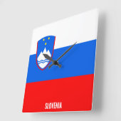 スロベニア国旗の輝く愛国心 スクエア壁時計 (傾斜)
