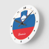 スロベニア国旗&スロベニアトレンディーホーム/デザイン ラウンド壁時計 (傾斜)