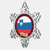 スロベニア国旗、バッファロー・プレイド、スロベニア国旗 スノーフレークピューターオーナメント (右)