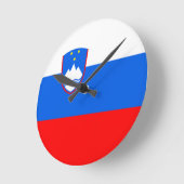 スロベニア国旗 ラウンド壁時計 (傾斜)