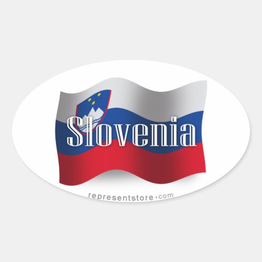 スロベニア国旗 楕円形シール (正面)