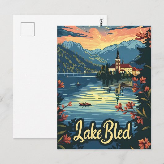スロベニア湖 ポストカード (正面/裏面)