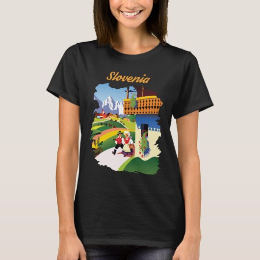 スロベニア アルプス 伝統 フォーク トラベル Tシャツ (正面)