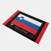 スロベニア&スロベニア国旗のハウスマット/スポーツウェルカム ドアマット (アングル)