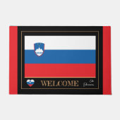 スロベニア&スロベニア国旗のハウスマット/スポーツウェルカム ドアマット (正面)