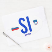 スロベニア*バンパーステッカー 楕円形シール (封筒)