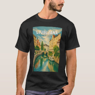 スロベニア リュブリャナ イラスト 旅行 アート ヴィンテージ Tシャツ