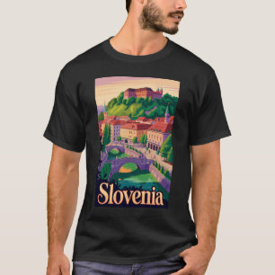 スロベニア リュブリャナ 橋 イラスト 旅行 アート Tシャツ