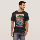 スロベニア リュブリャナ 橋 イラスト 旅行 アート Tシャツ (正面フル)