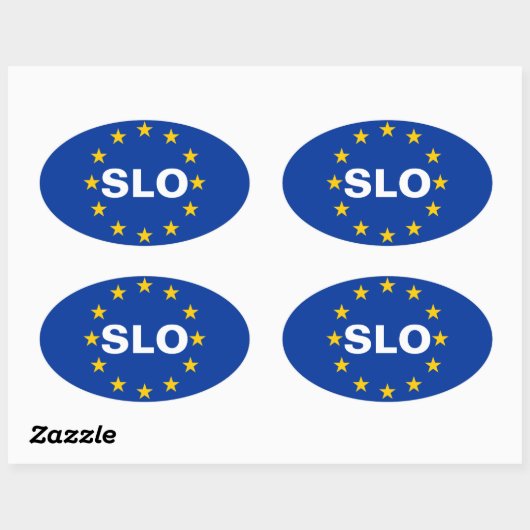 スロベニア「SLO」欧州連合国旗 楕円形シール (シート)