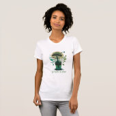 スローに育ち、ボールドに咲く - ミニマルな植物のイラスト Tシャツ (正面フル)