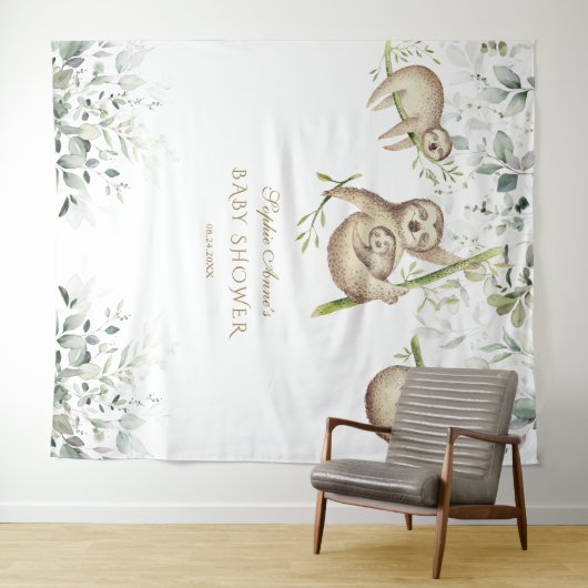 スローエアリーグリーンベイビーシャワーフォトブースプロップ タペストリー (インサイチュ(横))