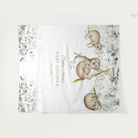 スローエアリーグリーンベイビーシャワーフォトブースプロップ タペストリー (正面(横))