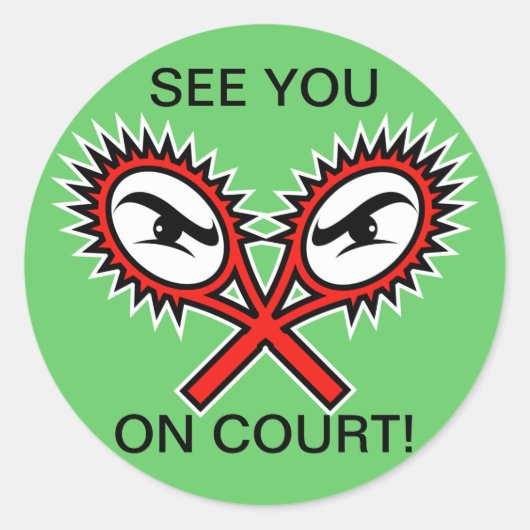 スローガンおもしろい付きテニスユーモアのあるシール ラウンドシール (正面)