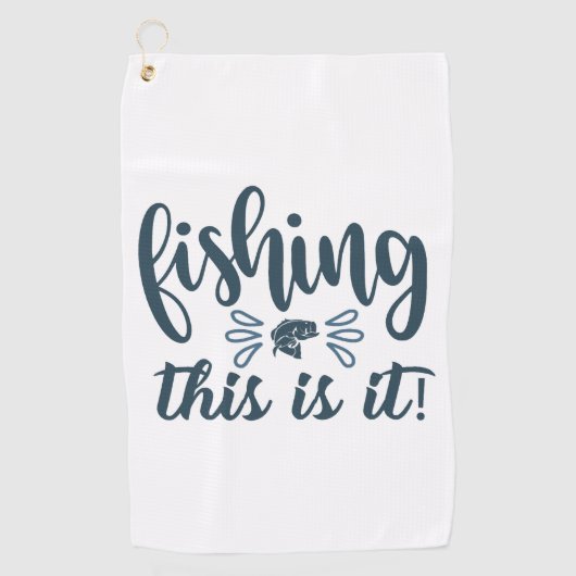 スローガンおもしろい付き魚釣りシャツ ゴルフタオル (正面)