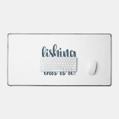 スローガンおもしろい付き魚釣りシャツ デスクマット (キーボード&マウス)