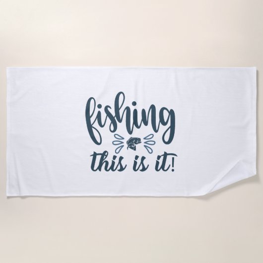 スローガンおもしろい付き魚釣りシャツ ビーチタオル (正面)